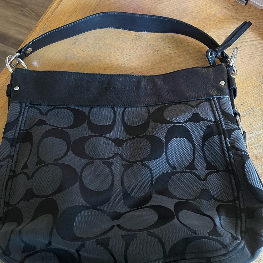 Coach Black Monochrome Shoulder Bag with Signature Design